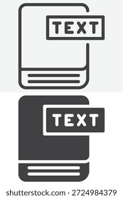 Das Textbuchsymbol ist in einem anderen Stil festgelegt. Linie, Umriss und einfarbiges Vektorsymbol mit bearbeitbarem Strich. Leseschild und Symbol für Bildung und Studium Ikone.