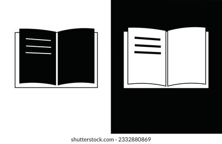 Text book icon vector set in silhouette style. School supplies icon vector. Back to school concept. Learning and education icon. Flat vector in black and white.