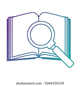 text book with magnifying glass