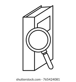 text book with magnifying glass