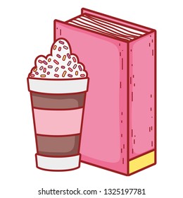 text book with milkshake day celebration
