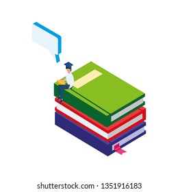 text book with minipeople workers