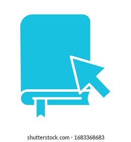 text book with mouse arrow silhouette style icon vector illustration design