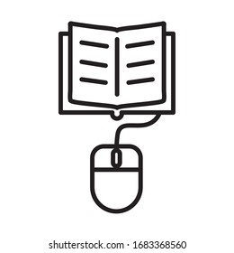 text book with mouse line style icon vector illustration design