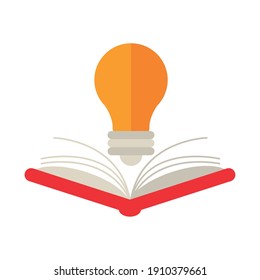 text book open with bulb education supply icon vector illustration design