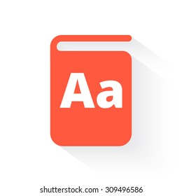 text book in orange with drop shadow on white