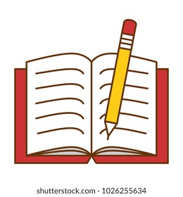 text book with pencil