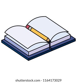 text book with pencil