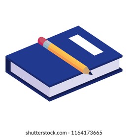 text book with pencil