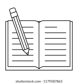 text book with pencil