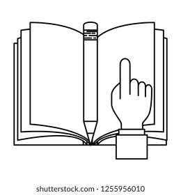 text book with pencil