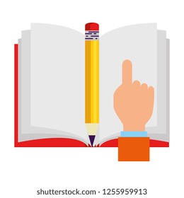 text book with pencil