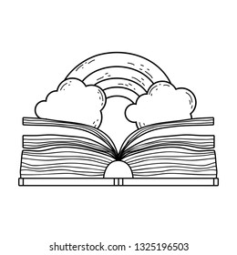 text book with rainbow day celebration