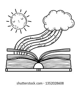 text book with rainbow day celebration