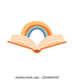text book with rainbow icon
