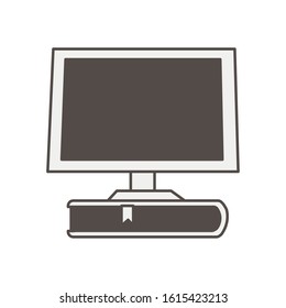 text book school with display computer vector illustration design