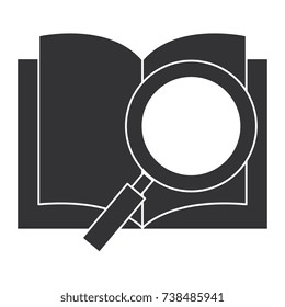 text book school with magnifying glass