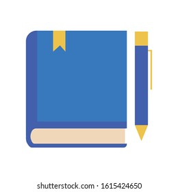 text book school with pen supply vector illustration design