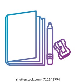 text book school with pencil and sharpeneer