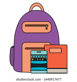 text book school with schoolbag