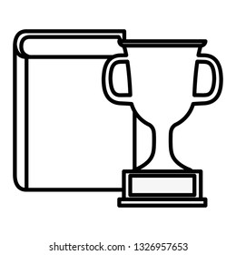 text book and trophy cup