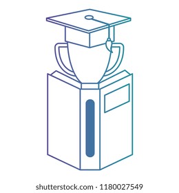text book with trophy and hat graduation