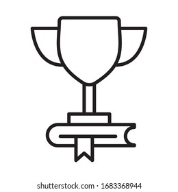 text book and trophy line style icon vector illustration design