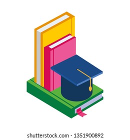 text books with graduation hat