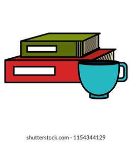 text books school with coffee cup