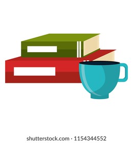 text books school with coffee cup