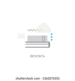 text books stack education learning library concept line style white background