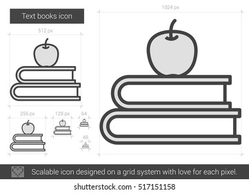Text books vector line icon isolated on white background. Text books line icon for infographic, website or app. Scalable icon designed on a grid system.