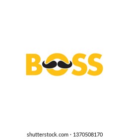 Text Boss Mustache Design Logo Vector