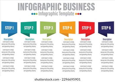 Cuadro de texto plantilla de opciones de número de infografías abstractas con seis pasos, con etiqueta de seis. Se puede utilizar para diseño de flujo de trabajo, diagrama, opciones de pasos empresariales, banner, diseño web.