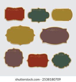 text box banner collection with blank area,golden gradient border