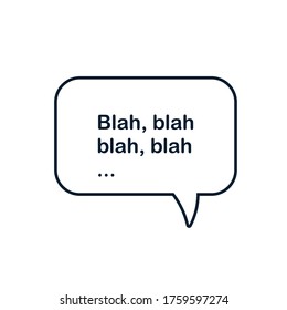 Text box Blah blah blah. Vector icon isolated on white background.