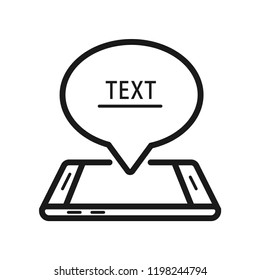 Text box calling on smartphone. Simple flat design. Isolate on white background.