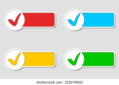 Text box and checkmark. Vector illustration