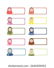 Coleção caixa de texto com mulheres muçulmanas bonitas