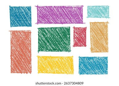 Text box color frame set, square and rectangle shapes backgrounds in Hand-drawn style set, line stroke scribble element, text border. Vector illustration