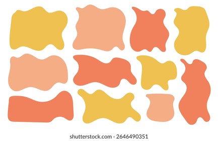 İrregular text box. Colorful abstract shapes create a playful design suitable for modern decor and artistic projects in a light and cheerful style
