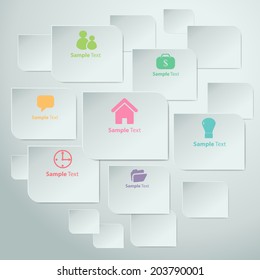 text box cut paper design template. Vector illustration for your business presentation. icon.