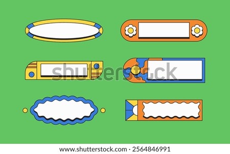 Text box decorative banners and badges for creative design text project