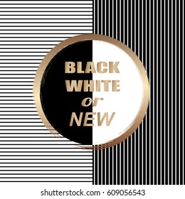 Text box design with abstract black and white line pattern background. Fashion graphics design for postcard, banner, t-shirt, clothing, travel poster, print. Strict graphi.  Vector Illustration.
