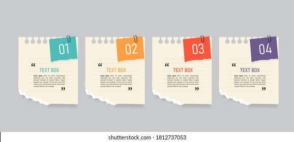 Text box design with note papers mock up.	