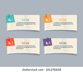 Text box design with note papers mock up.	