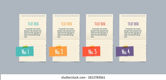 Text box design with note papers mock up.	