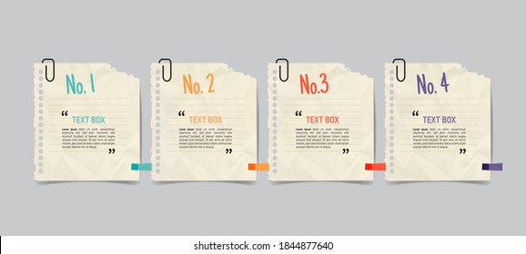 Text box design with note papers.