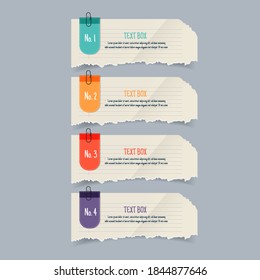 Text box design with note papers.