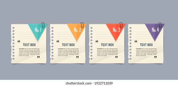 Text box design with note papers.